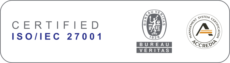 Sistema di gestione certificato ISO/IEC 27001 da Bureau Veritas, accreditato Accredia